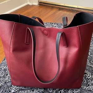Red vegan tote bag